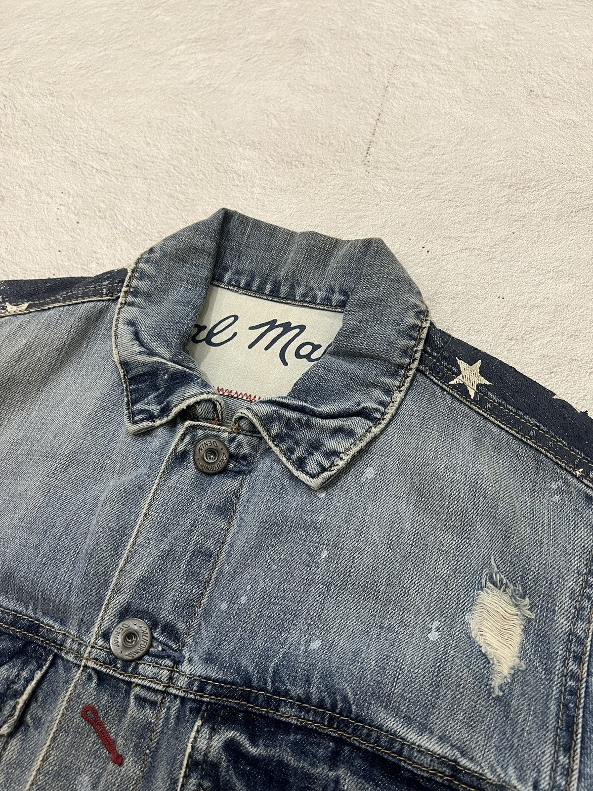 Helmut Lang 2000s Japanese America Flag Distressed Trucker y2k Lgb Ifsix Size US M / EU 48-50 / 2 - 5 Thumbnail