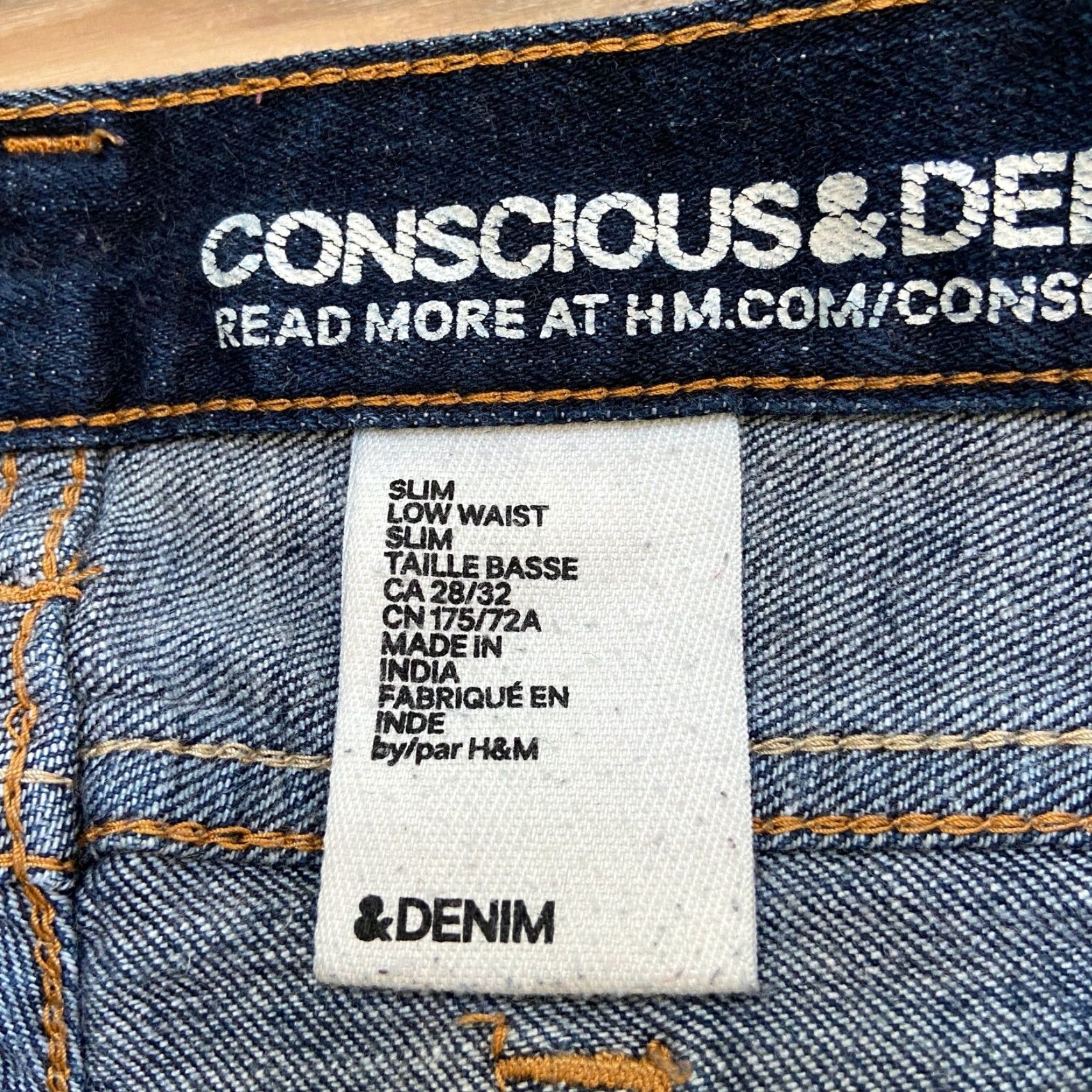 H&M H&M Jeans Mens 28 x 32 Slim Conscious & Denim Blue Dark Wash Button Fly Size US 28 / EU 44 - 3 Thumbnail