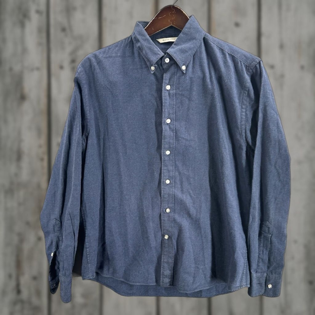 Suitsupply Suitsupply Blue Flannel Dress Shirt Mens Small Button Down Cotton Preppy Shirt Blue 90s? Size 36R - 1 Thumbnail