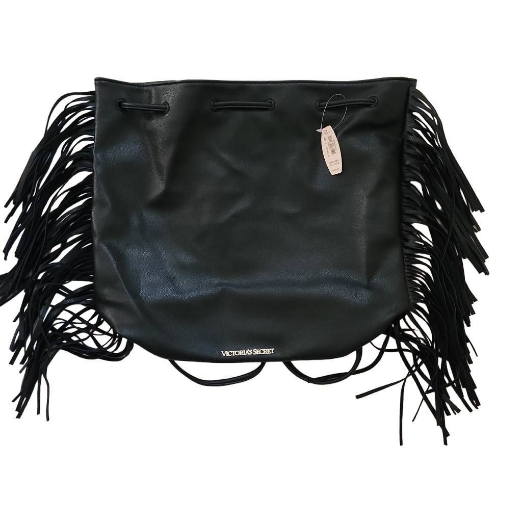 Victoria's Secret Victoria's Secret Black Faux Leather Fringe Hobo Bag Size ONE SIZE - 7 Thumbnail