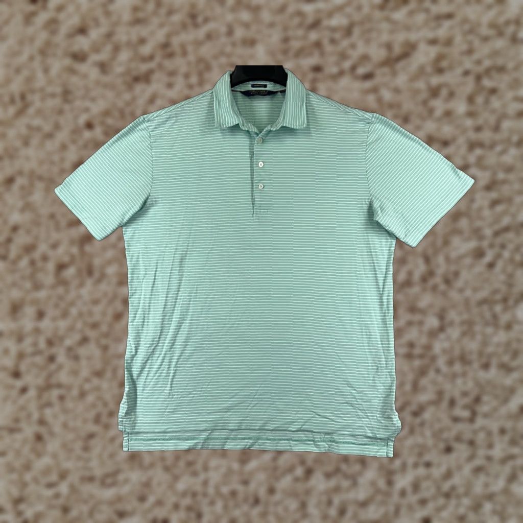 Ralph Lauren Polo Ralph Lauren Polo Shirt Men Large Green Striped Golf Vintage Lisle Jersey Size US L / EU 52-54 / 3 - 1 Thumbnail
