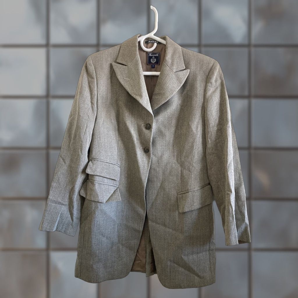 VINTAGE Façonnable Wool Rayon Tweed Blazer Coat Women Size