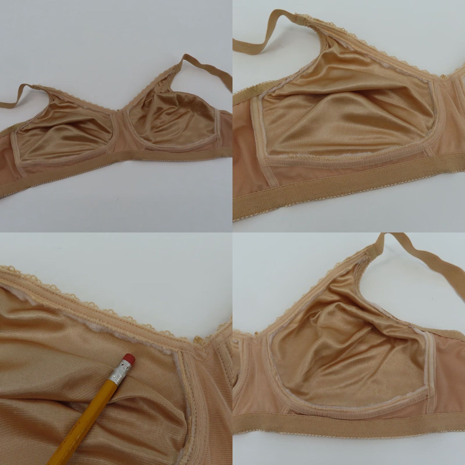 Vintage Almost U Bra 36D Beige Wireless Unlined Nylon Blend Lace Trim Women T-Shirt Bra 1060 Size ONE SIZE - 8 Thumbnail