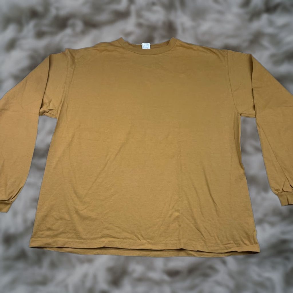 VINTAGE Patagonia Beneficial T's T-Shirt Men XL Long Sleeve Crewneck Organic Cotton Tan Brown USA