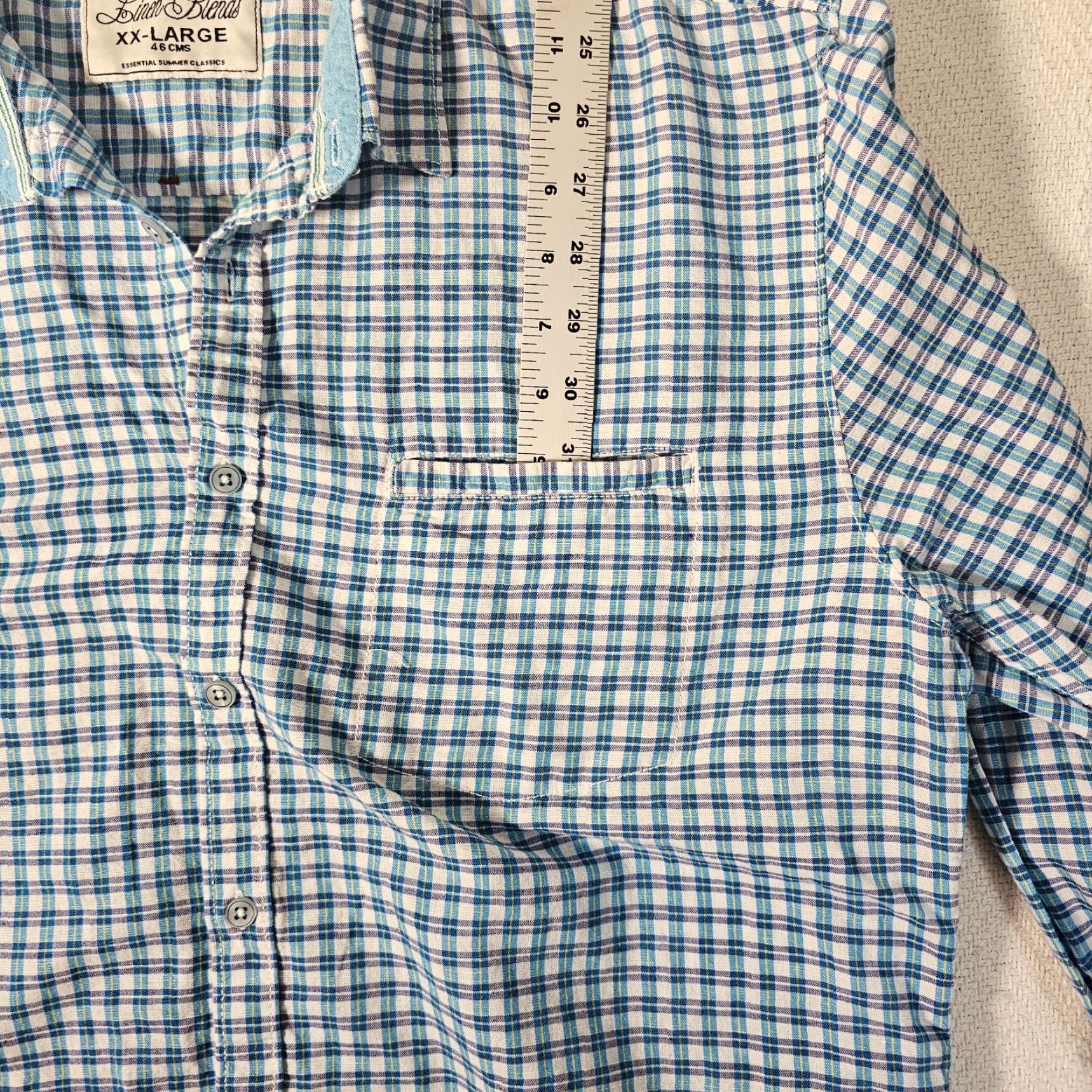 Vintage Max Button Down Shirt Plaid Men 2XL Slim Long Sleeve Cotton Linen Size US XXL / EU 58 / 5 - 3 Thumbnail