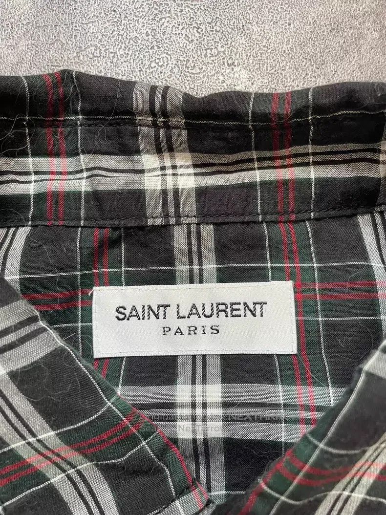 Saint Laurent Paris Saint Laurent Paris Double Pocket Cat Eye Button Plaid Shi Size US L / EU 52-54 / 3 - 5 Thumbnail