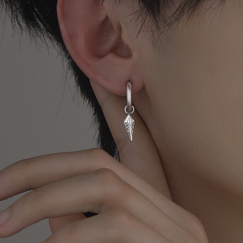 Jewelry × Sterling Silver One pairs Punk Earrings Gothic Punk Chrome Jewelry Spike Size ONE SIZE - 1 Thumbnail
