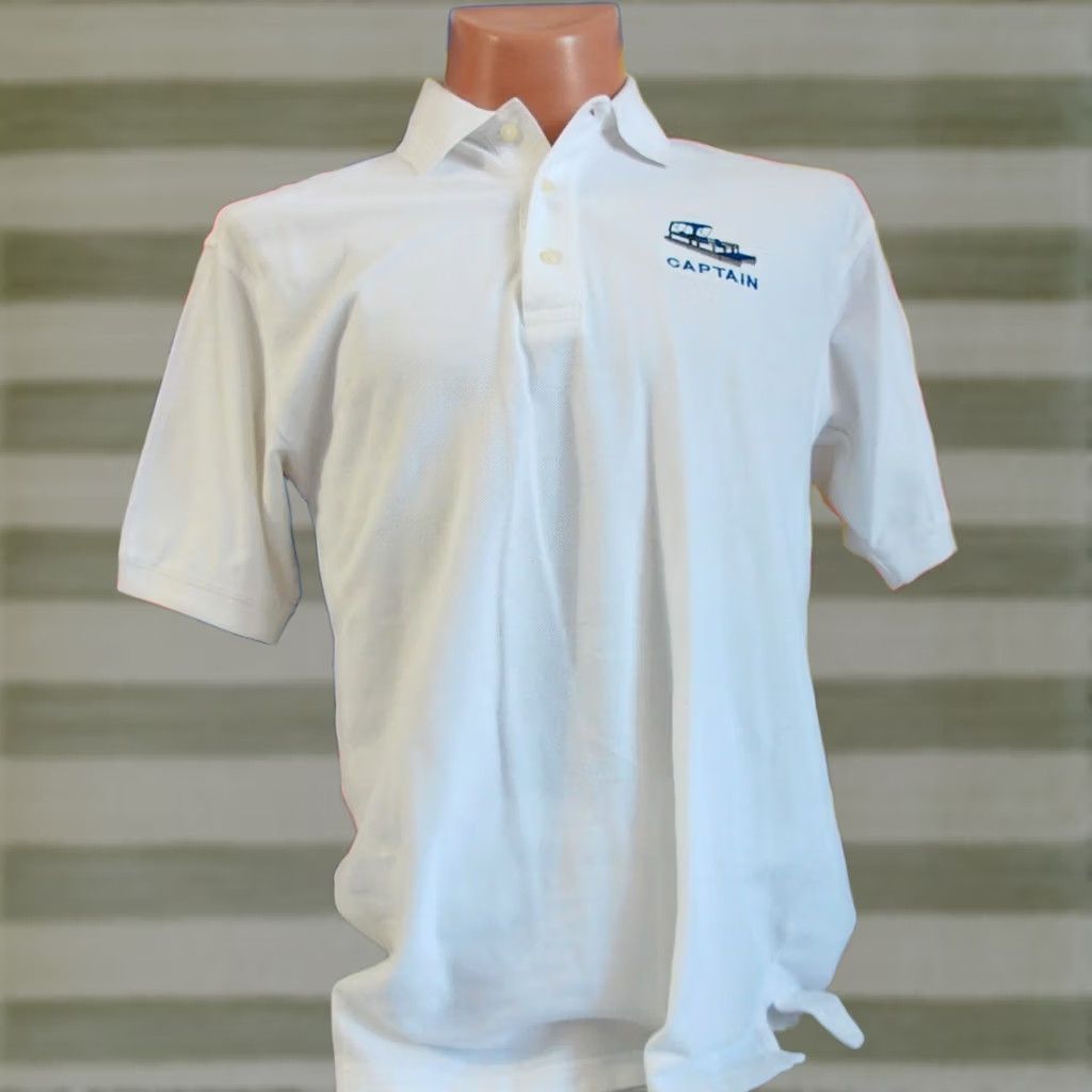 Vintage Outer Banks Polo Shirt Boat Captain Mens Large Slim White Cotton Short Sleeve Polo Size US L / EU 52-54 / 3 - 1 Thumbnail
