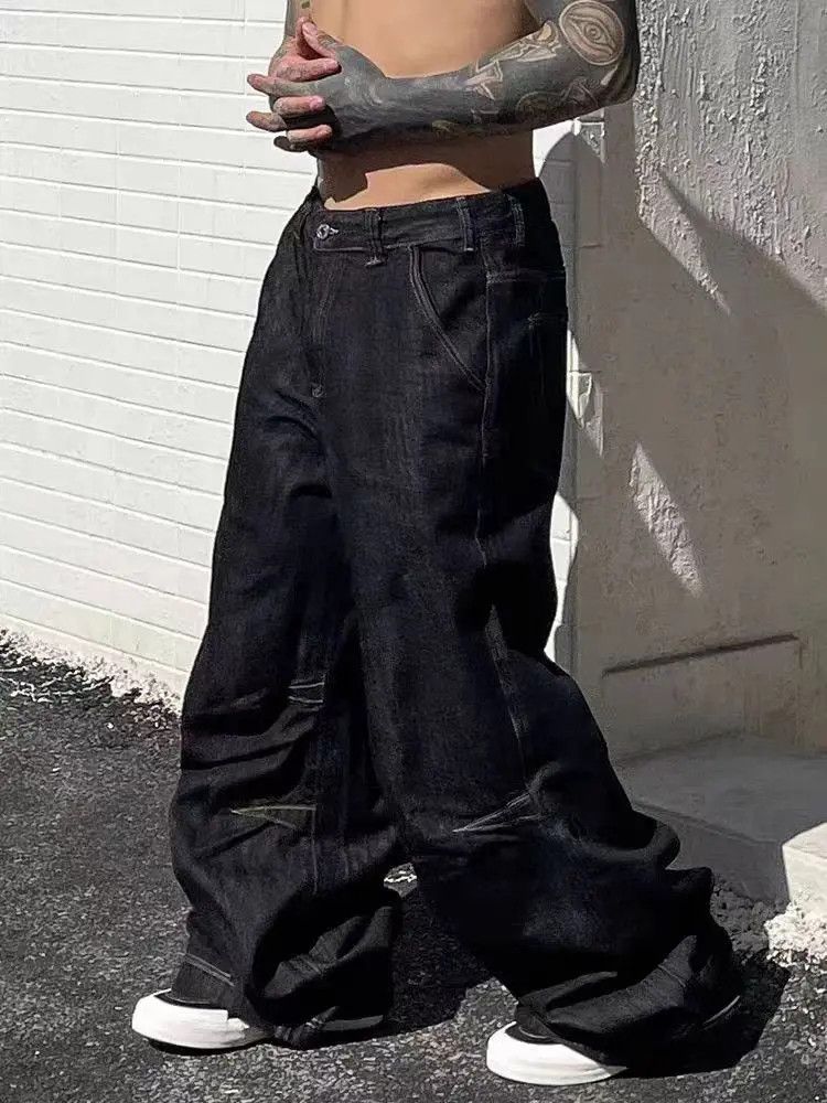 Designer × Japanese Brand Retro black street heavy baggy jeans Size US 32 / EU 48 - 2 Thumbnail