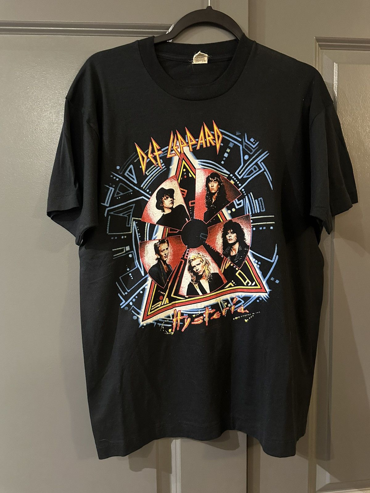 image of Band Tees Vintage Def Leppard Hysteria 1988 Tour Concert Band Tee in Black, Men's (Size XL)