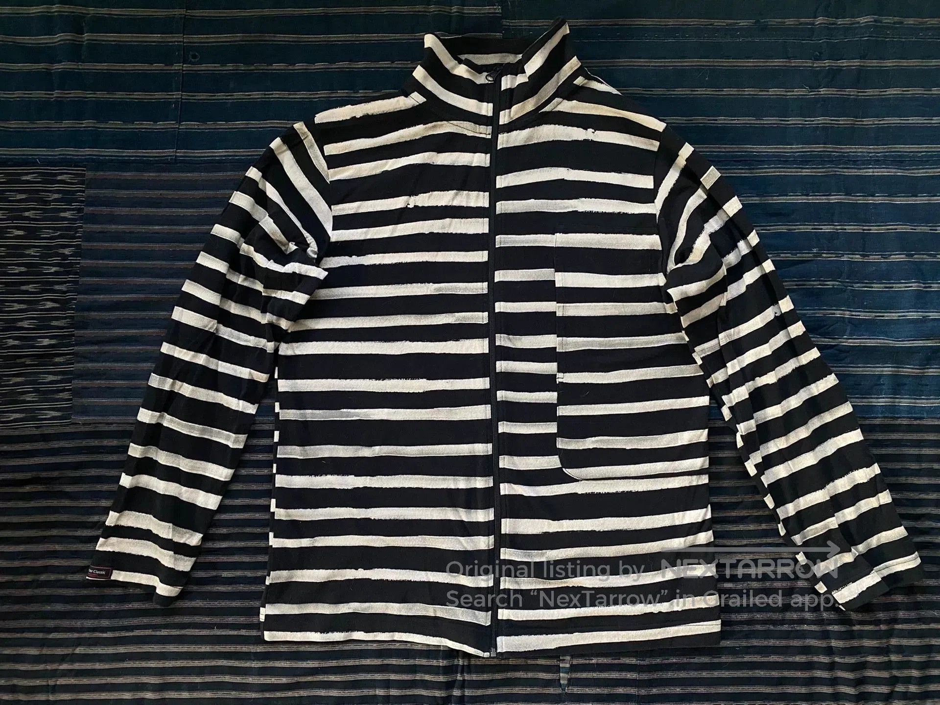 Porter Classic black and white striped zip sweatshirt. Size US XL / EU 56 / 4 - 1 Thumbnail