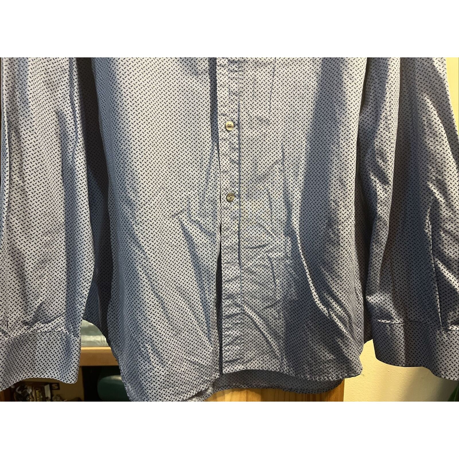 Perry Ellis Perry Ellis Men’s XXL Blue Geometric LS Button Cotton Shirt Size US XXL / EU 58 / 5 - 9 Thumbnail
