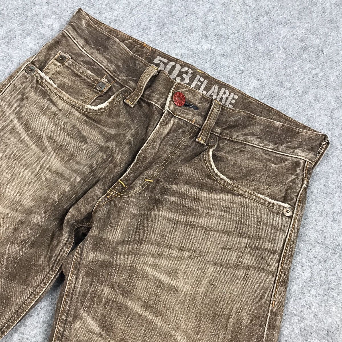 Edwin × Japanese Brand 503 FLARE EDWIN BROWN BOOT CUT DENIM PANTS Size US 28 / EU 44 - 6 Thumbnail