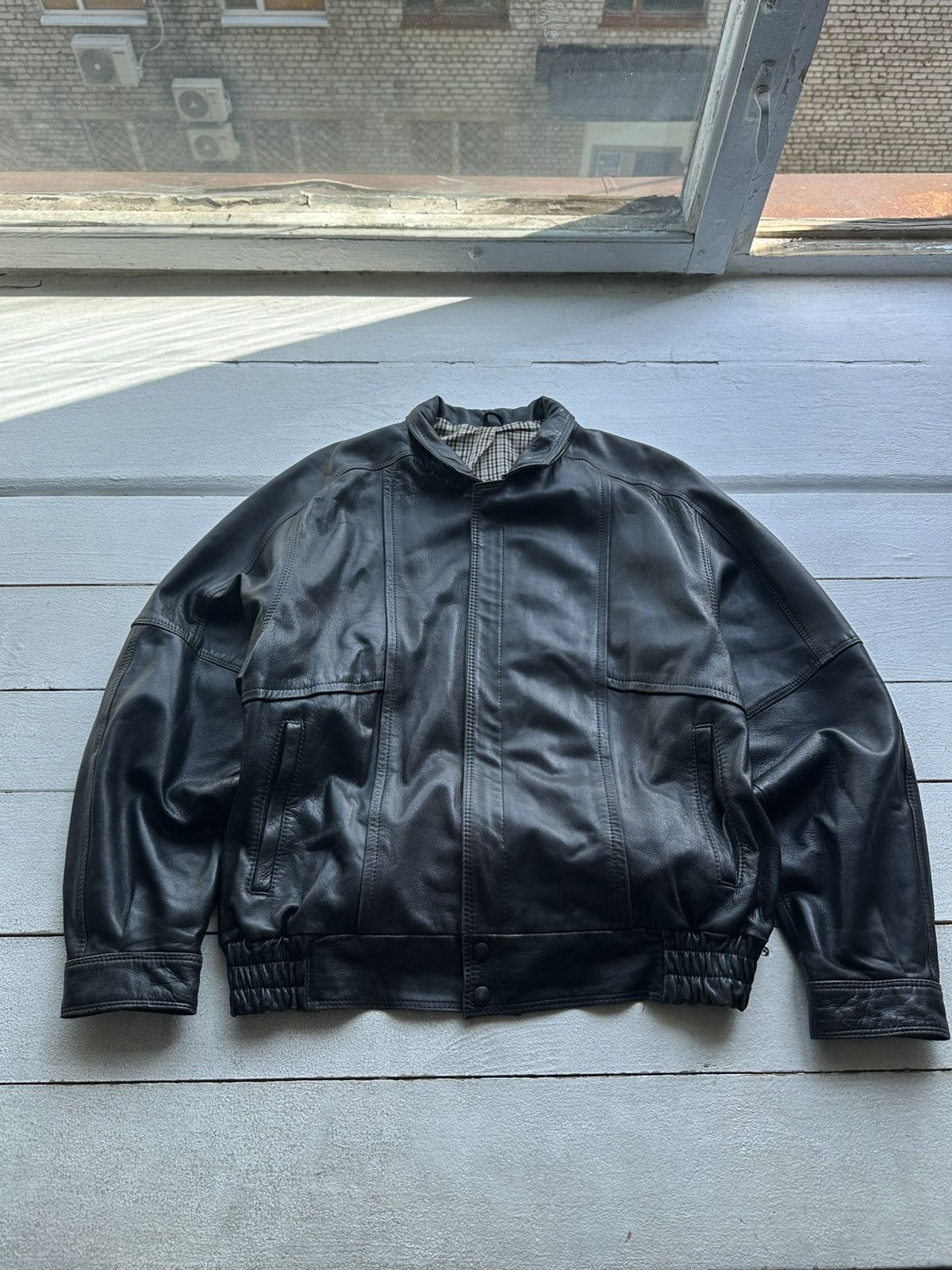 Other 🚨VNTG LEATHER JACKET AVANT GARDE ASYMMETRICAL BROWN MOTO Size US L / EU 52-54 / 3 - 1 Thumbnail