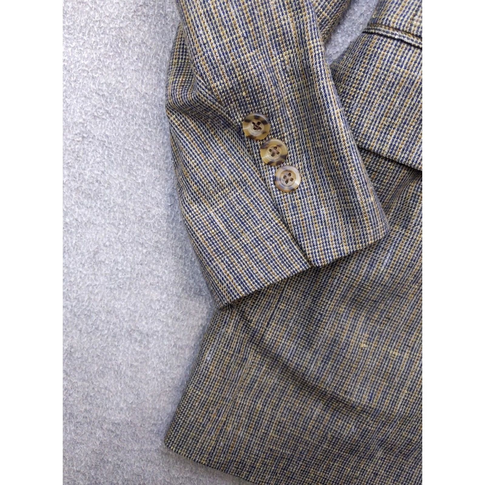 Vintage VINTAGE H. Oritsky Brown Check Tweed Sport Coat Mens 40 Regular Two-Button Notch Lapel Jacket USA 90s Blazer Coat Size 40R - 3 Thumbnail