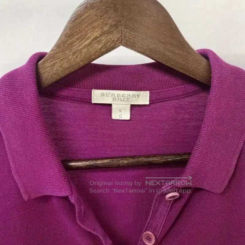 Burberry Burberry Men's Purple Polo Shirt (Size L). Size US L / EU 52-54 / 3 - 3 Thumbnail