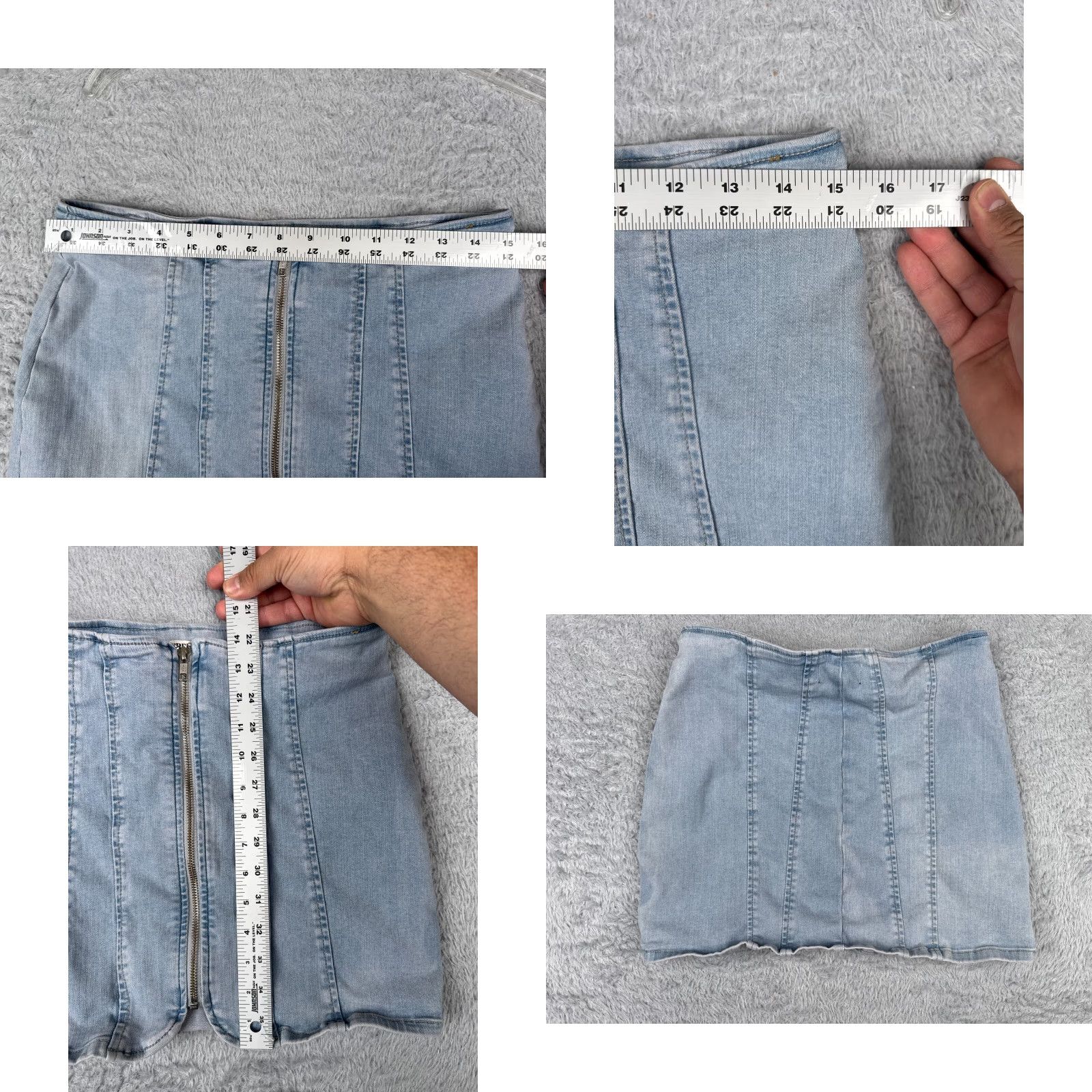 Vintage We The Free Skirt Womens 8 Blue Layla Denim Mini Skirt Cotton Blend Front Zip Size 30" / US 8 / IT 44 - 8 Thumbnail