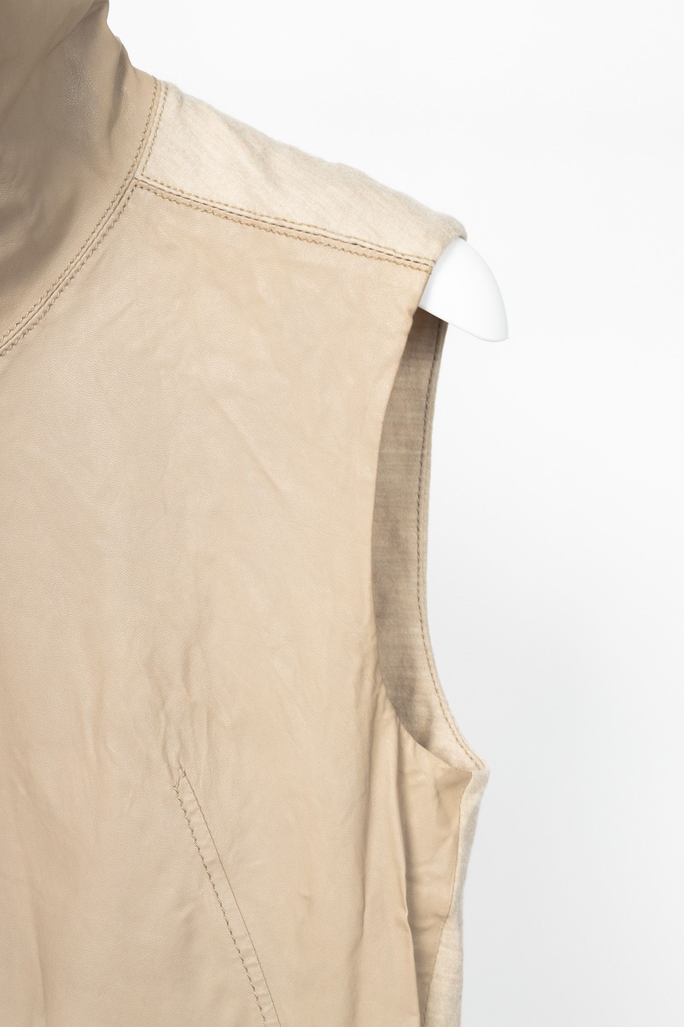 Helmut Lang Helmut Lang AW14 Beige Tilt Leather High-Neck Top Size M / US 6-8 / IT 42-44 - 5 Thumbnail
