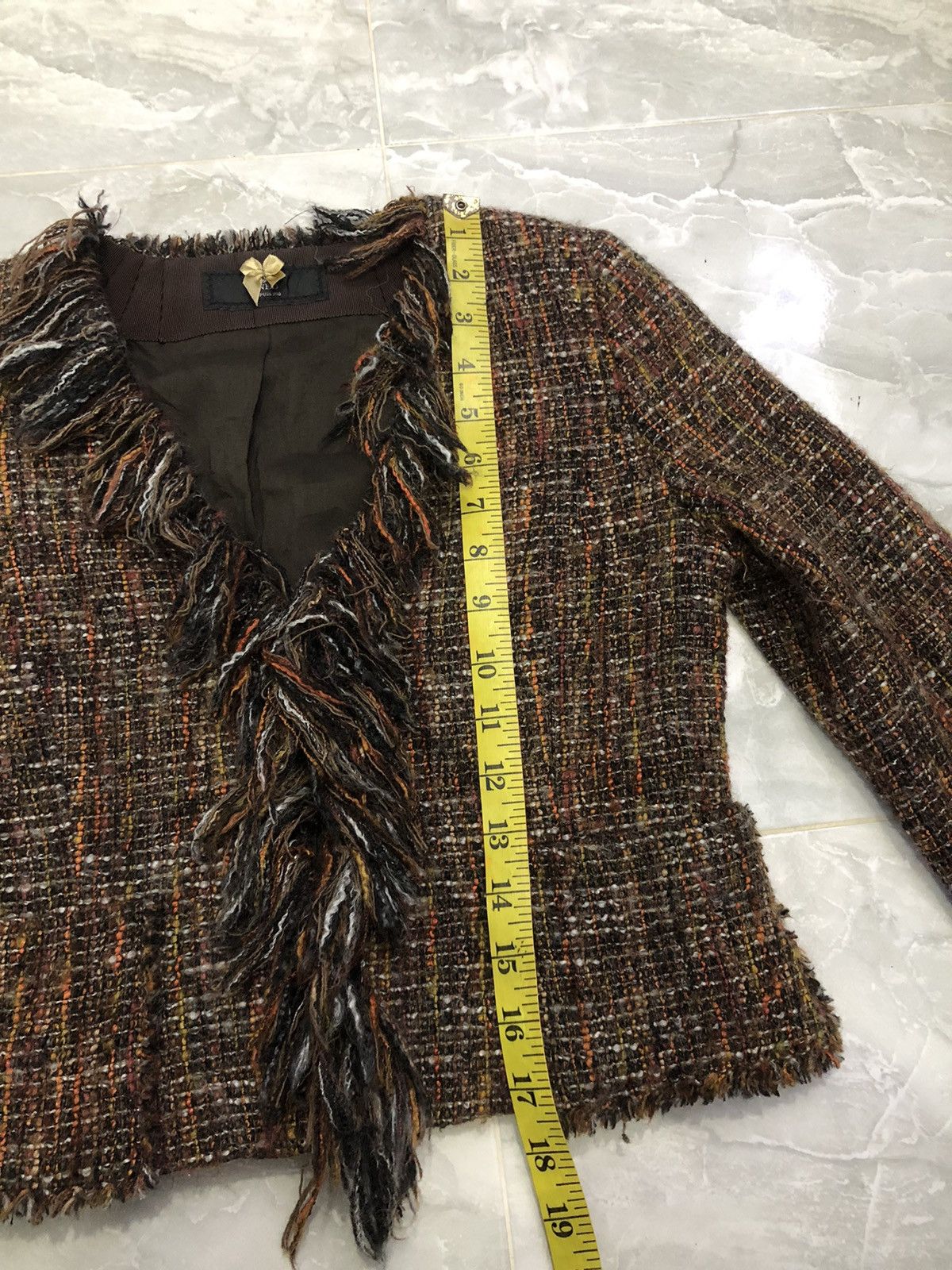 Yohji Yamamoto Ined Ponte Torto Tweed Cropped Jacket Japan Size XXS / US 00 / IT 34 - 15 Thumbnail