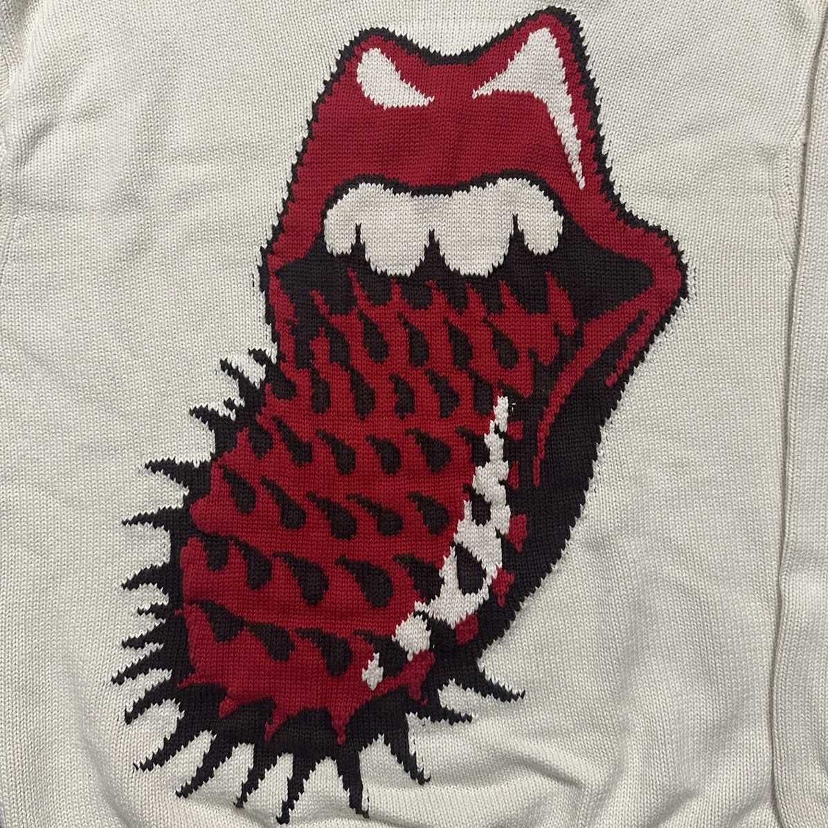 The Rolling Stones × Vintage Rolling Stones Spiked Tongue Knit Sweater Size US S / EU 44-46 / 1 - 2 Thumbnail
