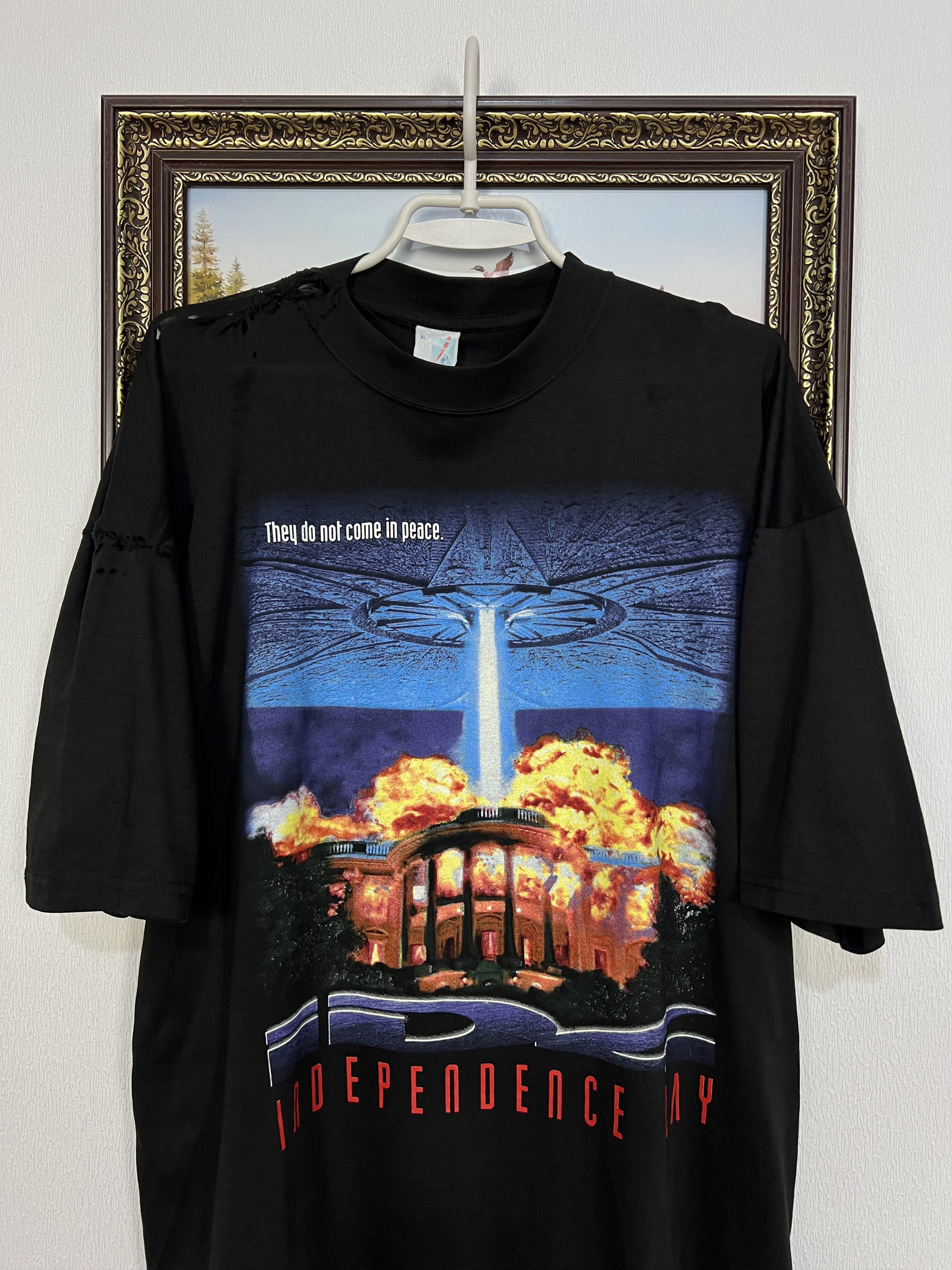 Vintage Independence Day Movie Promo Shirt Over Print Tee Rare Size US XL / EU 56 / 4 - 2 Thumbnail