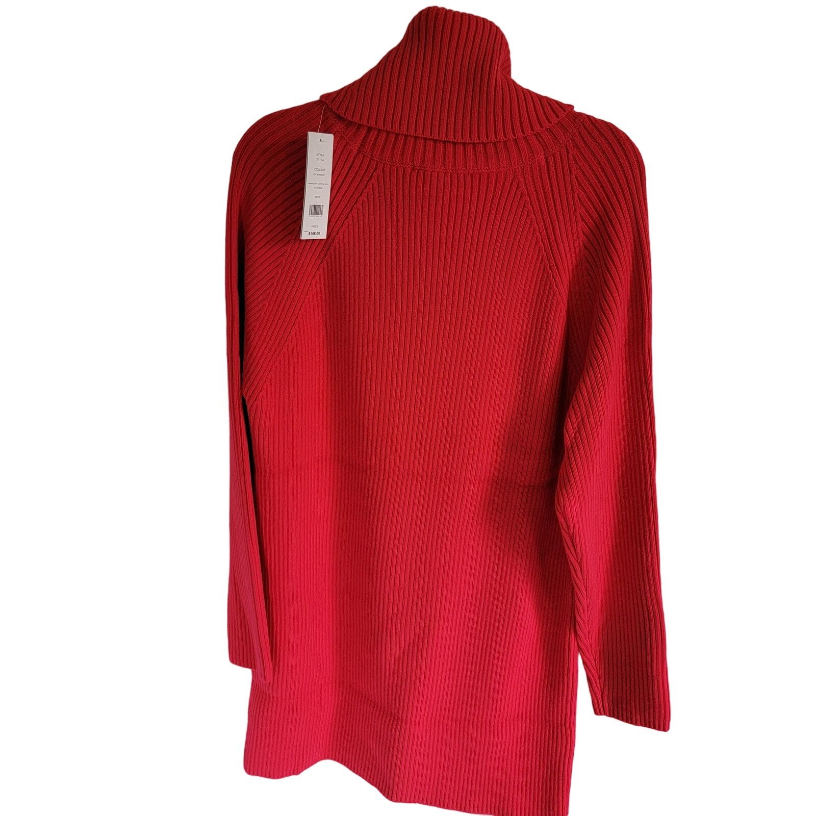 French Connection Red Ribbed Knit Turtleneck Sweater Dress Size Large Size L / US 10 / IT 46 - 12 Thumbnail