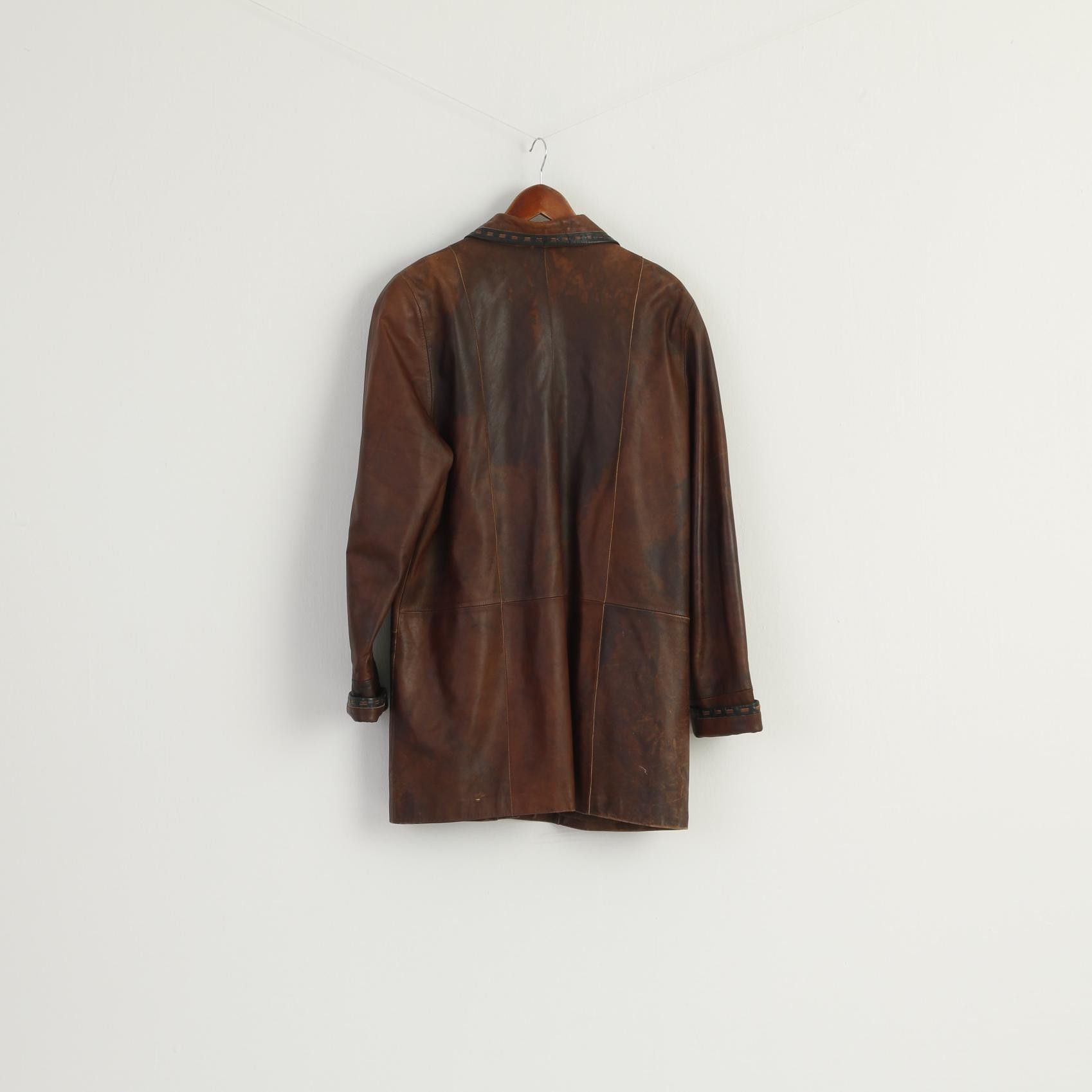 Vintage Yergen Women XXL (L) Leather Jacket Brown 7692 Size XXL / US 16-18 / IT 52-54 - 6 Thumbnail