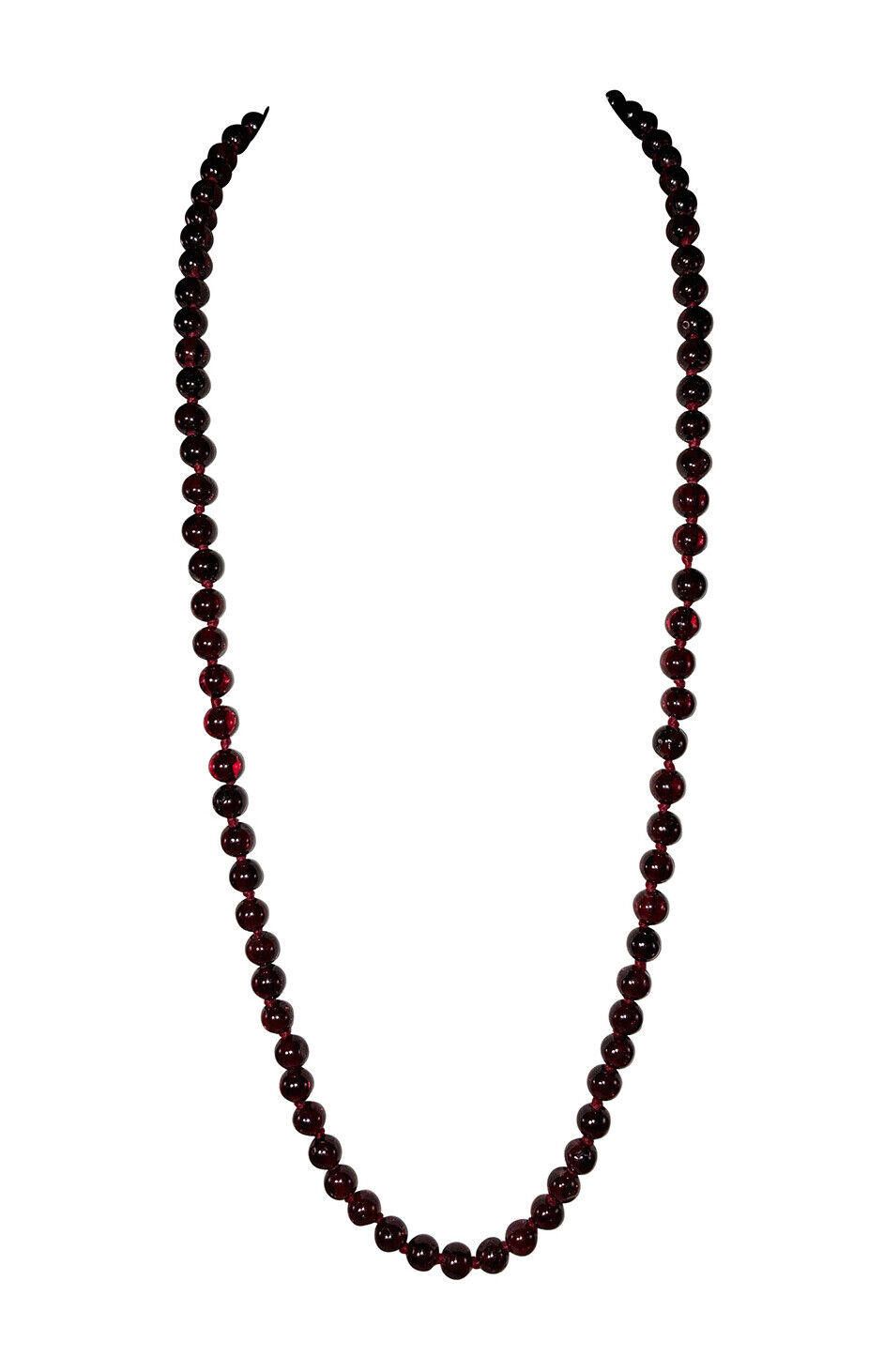 Designer Art Deco Bohemian Red Garnet Round Bead Necklace Size ONE SIZE - 1 Thumbnail