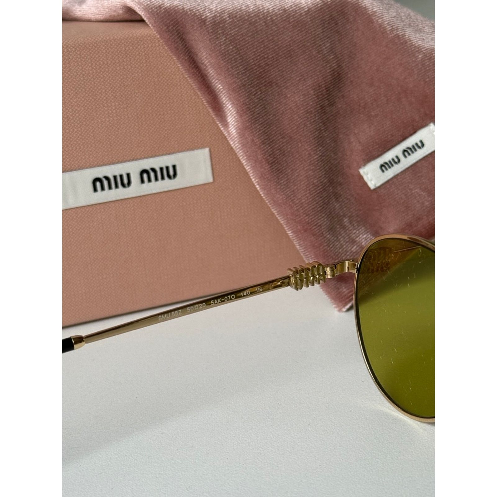 Miu Miu NEW Miu Miu MU55ZS Gold Green Tinted Metal Sunglasses $548 Size ONE SIZE - 6 Thumbnail