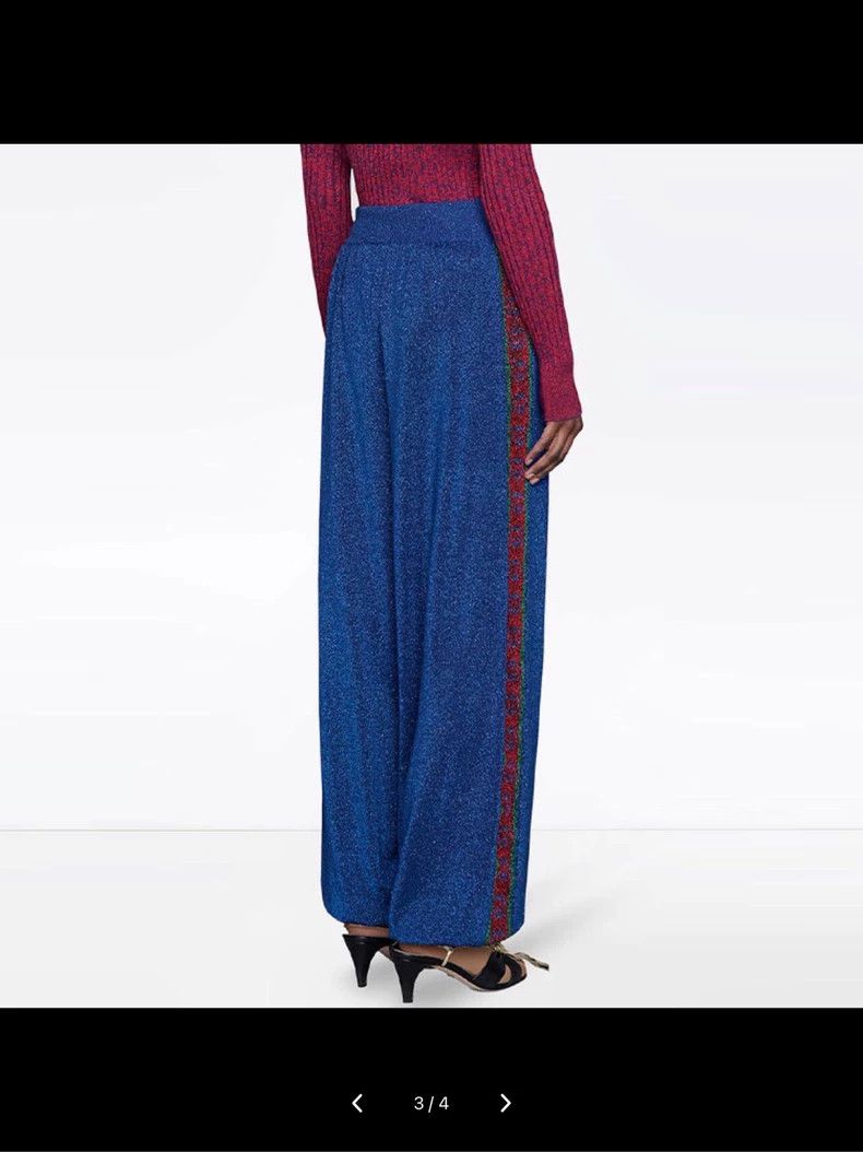 Gucci Gucci Size S Blue wool gold silk silver thread fine flash Size US 30 / EU 46 - 8 Thumbnail