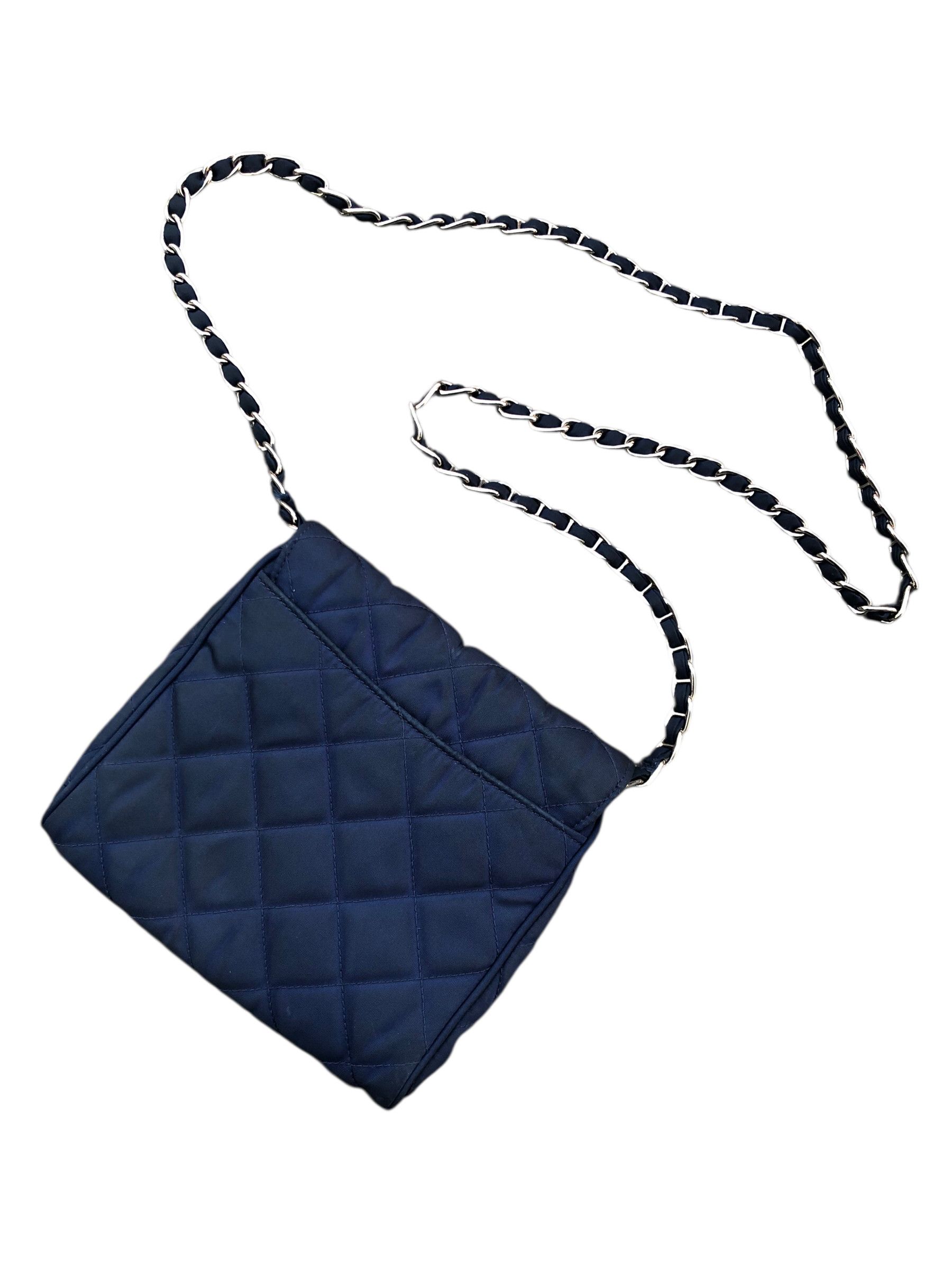 Prada 💯🔥PRADA MILANO Blues Tessuto Impuntu Chain Shoulder Bag Size ONE SIZE - 2 Thumbnail