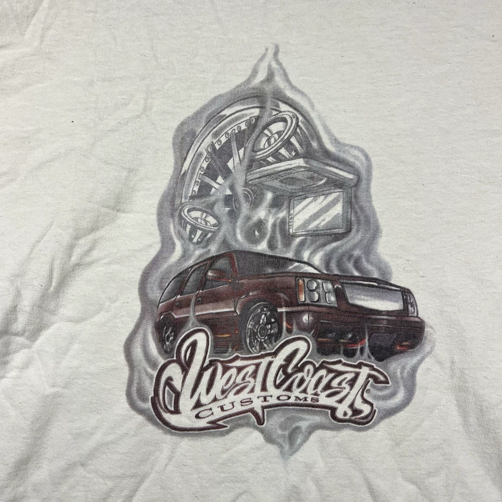 Vintage VINTAGE West Coast Customs T-Shirt Mens L White Graphic Print 90s Cars Hip Hop Biker Vintage Mens L Size US L / EU 52-54 / 3 - 2 Thumbnail