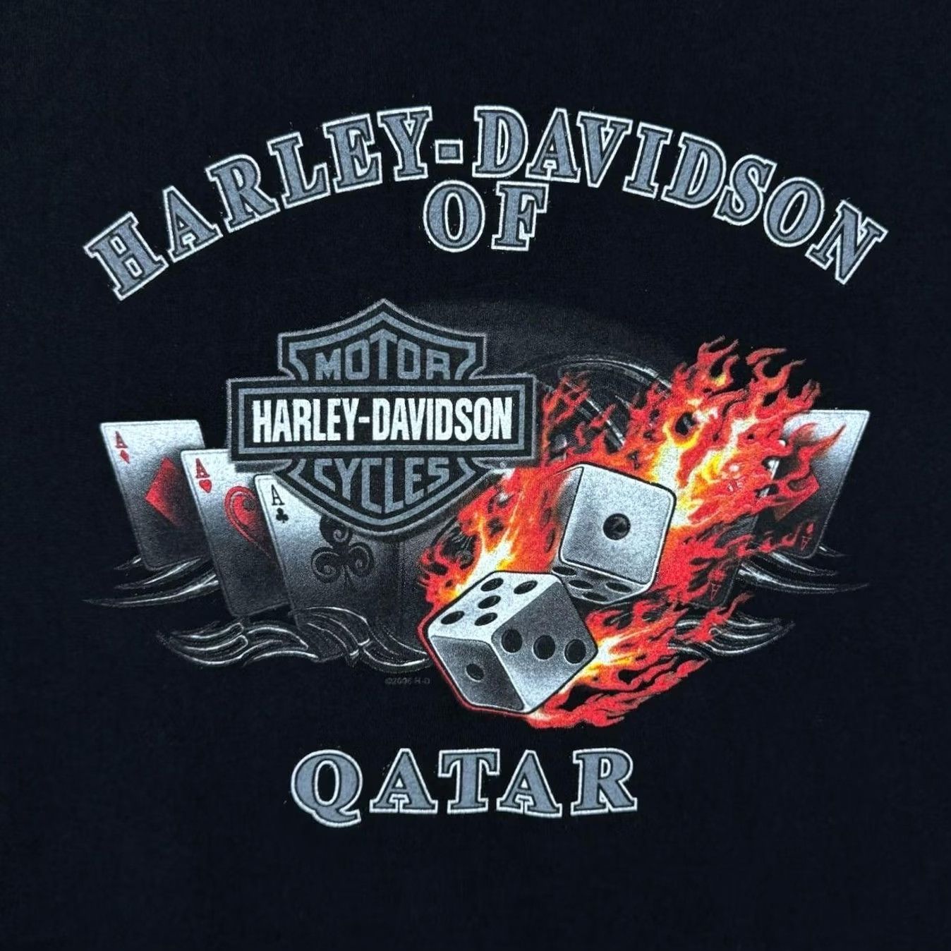 Harley Davidson Harley-Davidson Vintage T-Shirt Biker Graphic Print Qatar - Black, Size L, Men, Short Sleeve, Cotton, Logo, 2006, US Made, Regular Fit Size US L / EU 52-54 / 3 - 7 Thumbnail