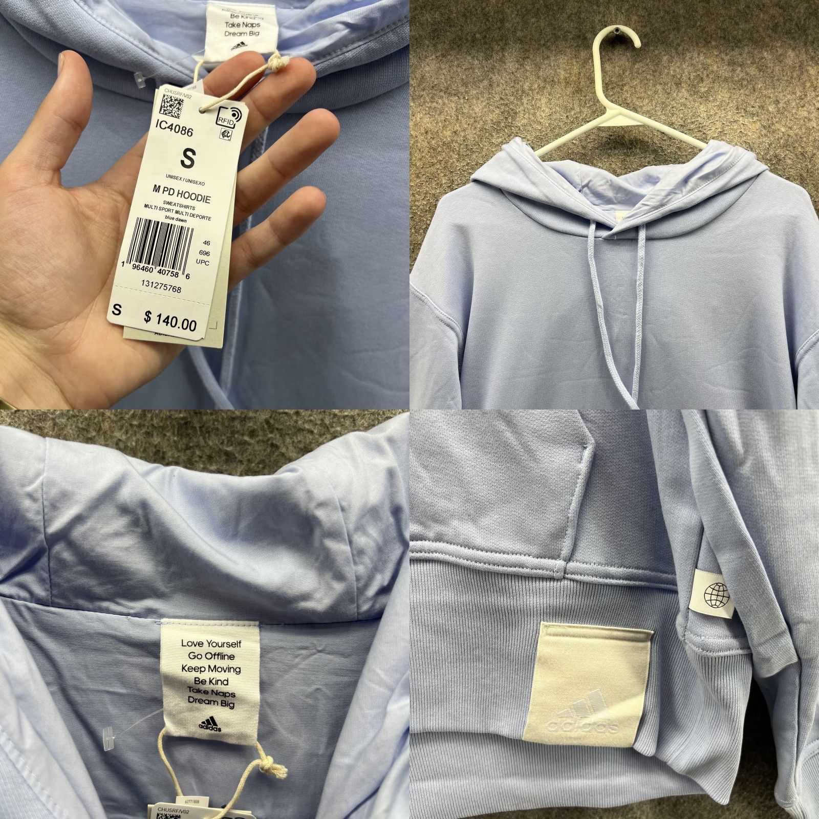 Adidas Adidas Hoodie Mens Small Blue Dawn M PD Pullover Pocket Athletic Sweatshirt Size US S / EU 44-46 / 1 - 8 Thumbnail