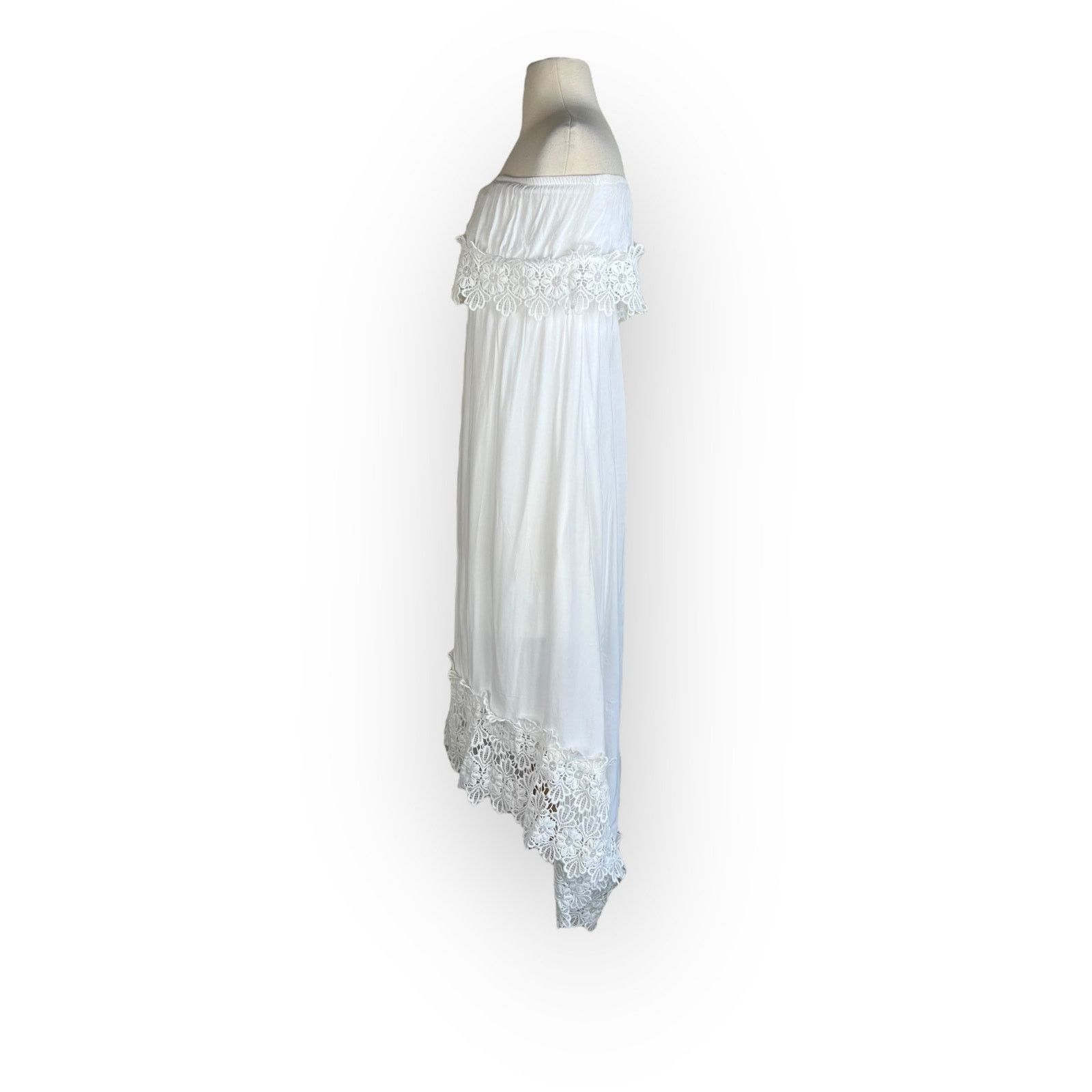 Vintage Solitaire Swim Boho Dress Cover-Up - White Strapless Hi-Lo Size S / US 4 / IT 40 - 4 Thumbnail