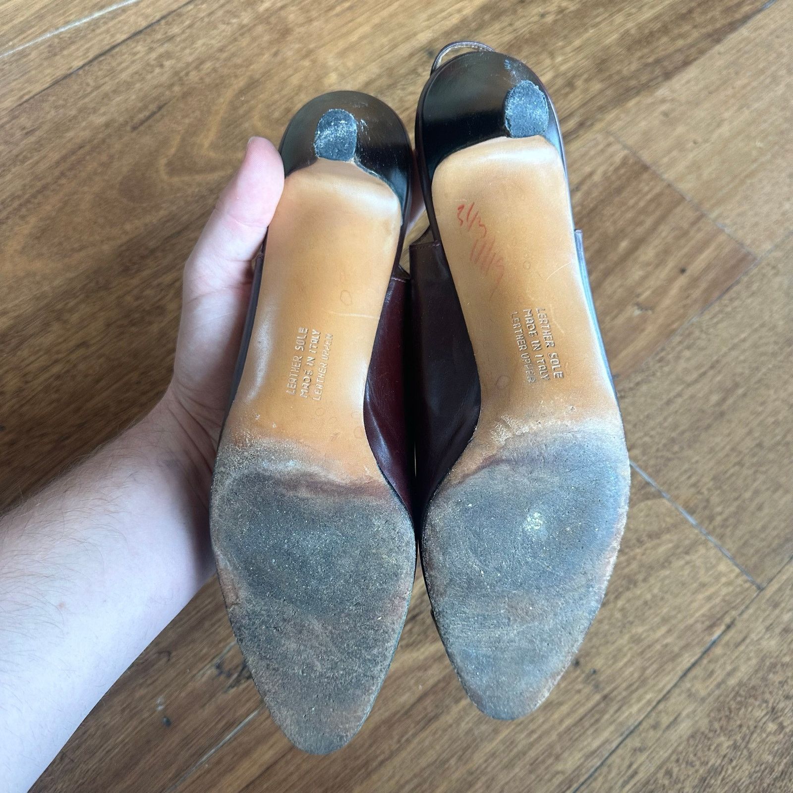 Salvatore Ferragamo Vintage Ferragamo slingback pumps maroon 9.5 Size US 9.5 / IT 39.5 - 6 Thumbnail