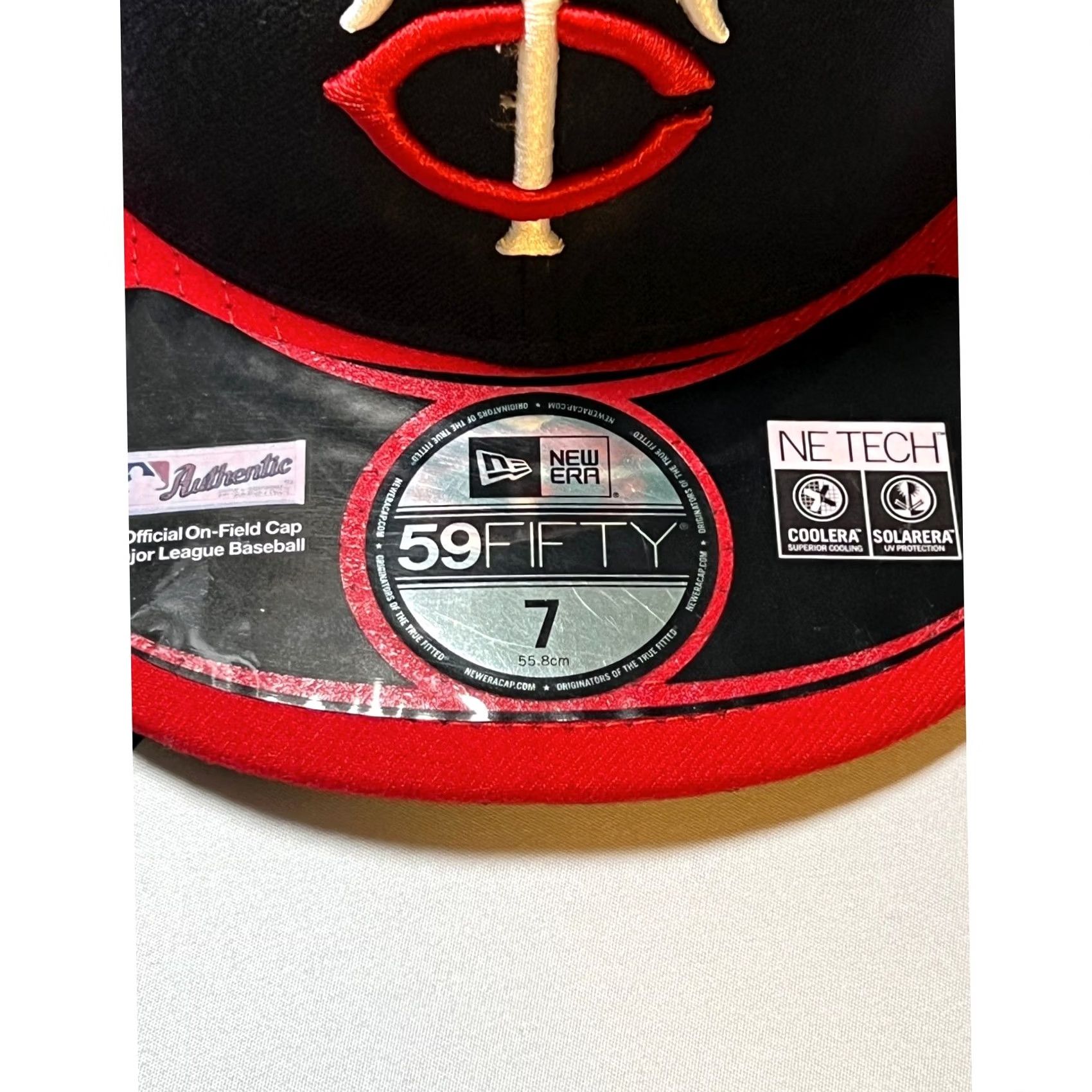 New Era New Era 59FIFTY Hat Mens 7 Navy Red Minnesota Twins MLB Authentic Fitted Cap Size ONE SIZE - 2 Thumbnail