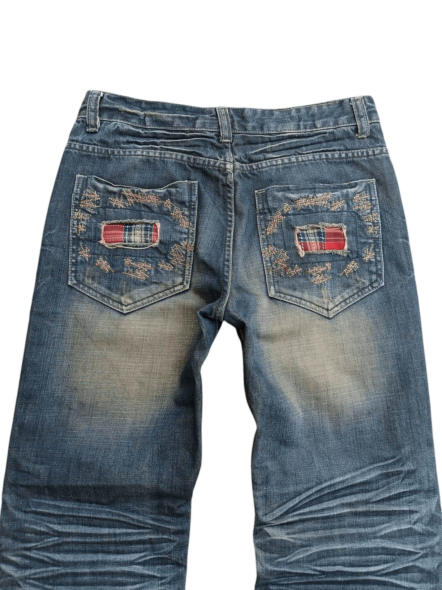 Japanese Brand × Think Skateboards Japanese Brand Distressed Patch Whiskers Faded Denim E263 Size US 30 / EU 46 - 8 Thumbnail