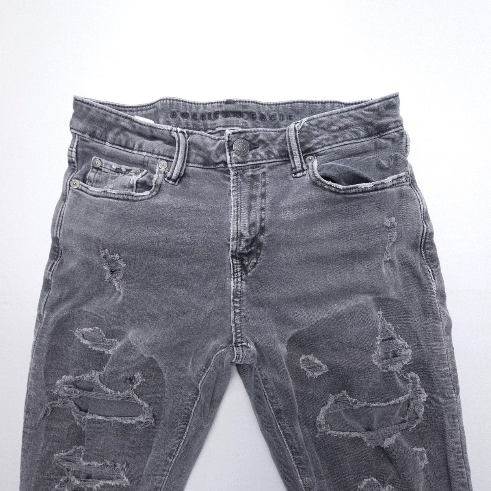 American Eagle Outfitters American Eagle Outfitters Jeans Mens 29x32 Slim Distressed Grunge 5-Pocket Denim Gray Leather Logo? Size US 29 - 3 Thumbnail