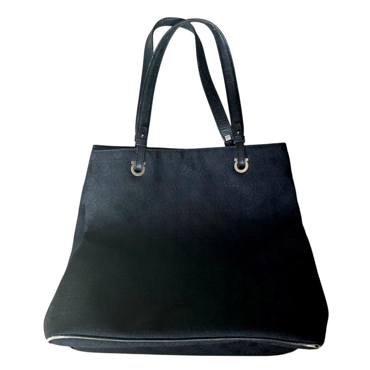 Salvatore Ferragamo Salvatore Ferragamo Black Gancini Canvas w Leather Tote Bag Size ONE SIZE - 1 Thumbnail