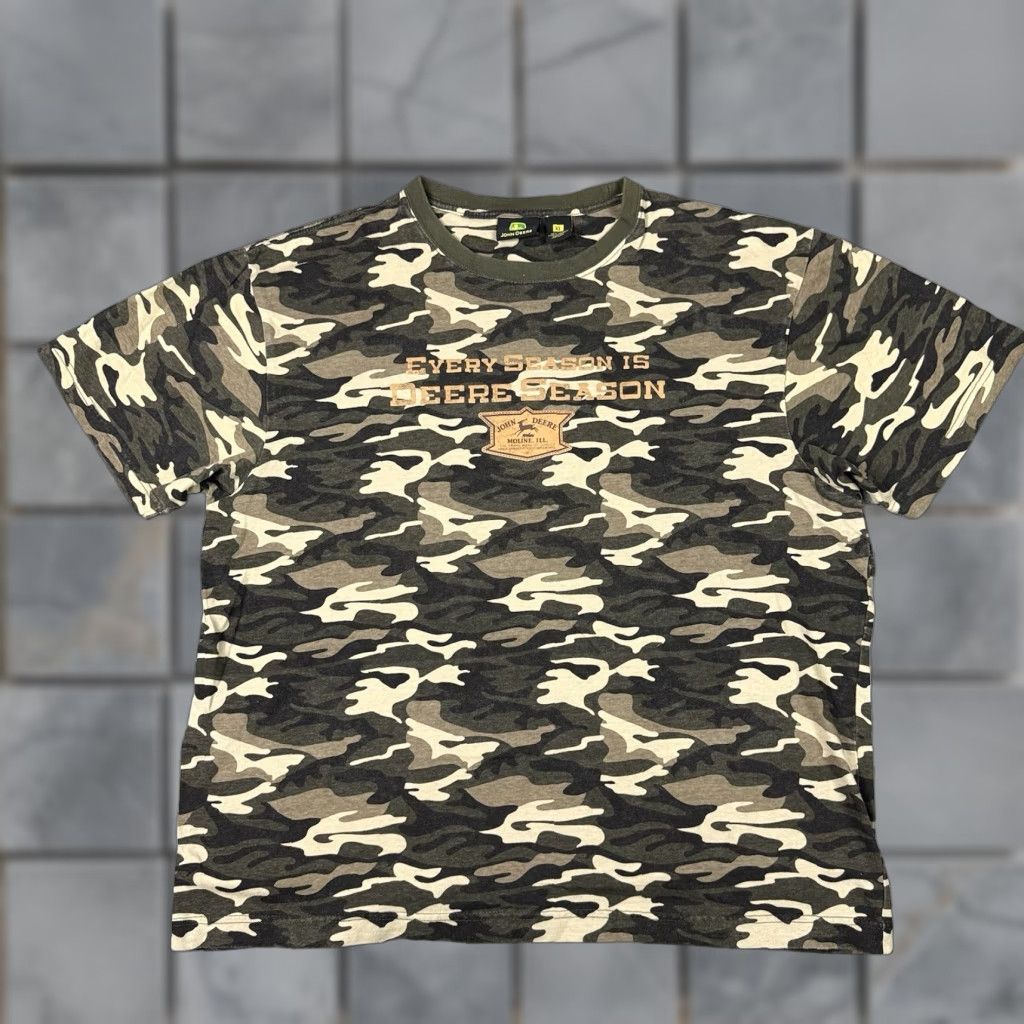 Delta VINTAGE John Deere T Shirt Mens XL Green Camouflage Y2K Moline ILL Casual Hunting Camo Mens Size US XL / EU 56 / 4 - 1 Thumbnail