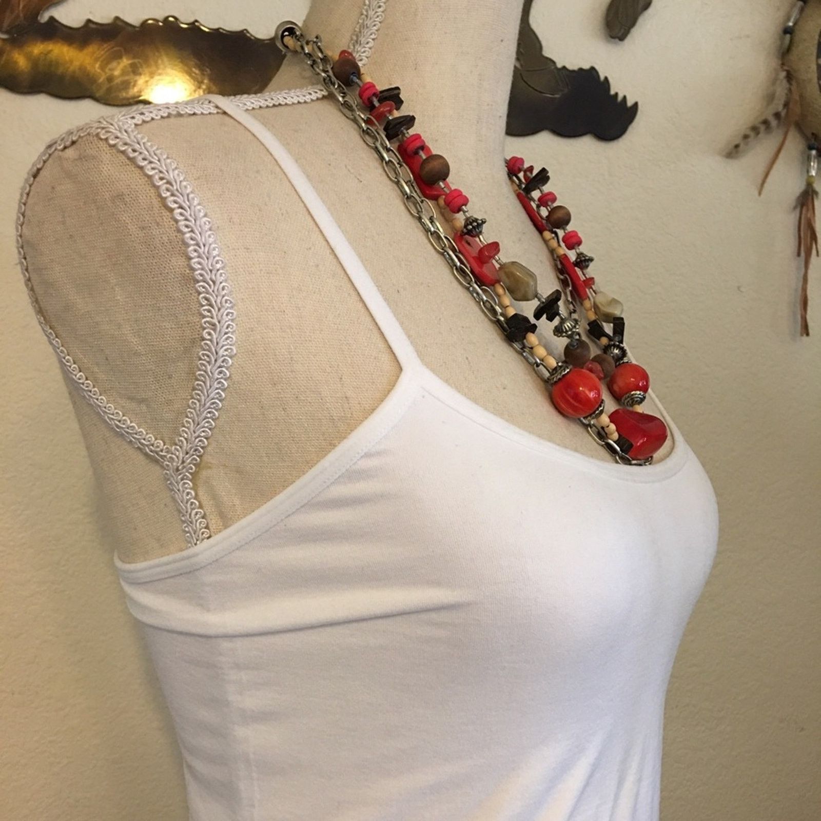 Vintage Vintage red tone resin and wood bead necklace Size ONE SIZE - 2 Thumbnail