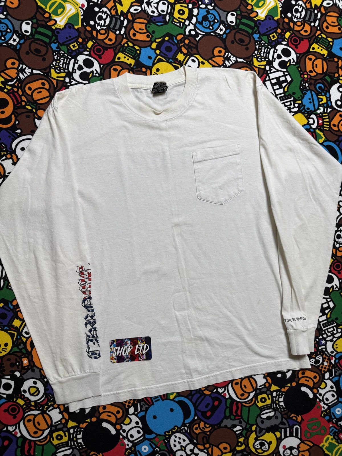Chrome Hearts Chrome Hearts Vintage White USA Scroll Logo Long Sleeve Tee Size US L / EU 52-54 / 3 - 3 Thumbnail