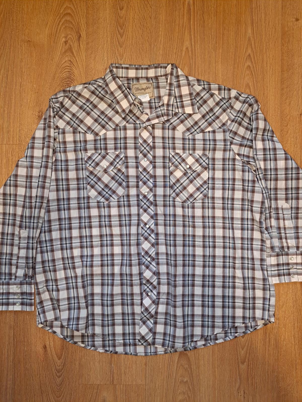 Wrangler Wrangler Pearl Snap Shirt Mens XXL Multicolor Plaid Cotton Size US XXL / EU 58 / 5 - 1 Thumbnail