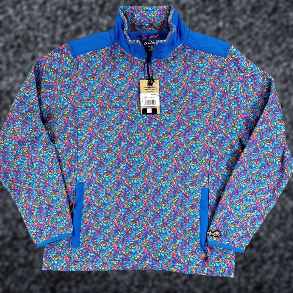 Chubbies Chubbies Sweatshirt Mens L 1/4 Zip Pullover Multicolor Floral Tropical Knit Pockets Mock Neck Quilted Seasonal Fall Winter Spring Size US L / EU 52-54 / 3 - 1 Thumbnail
