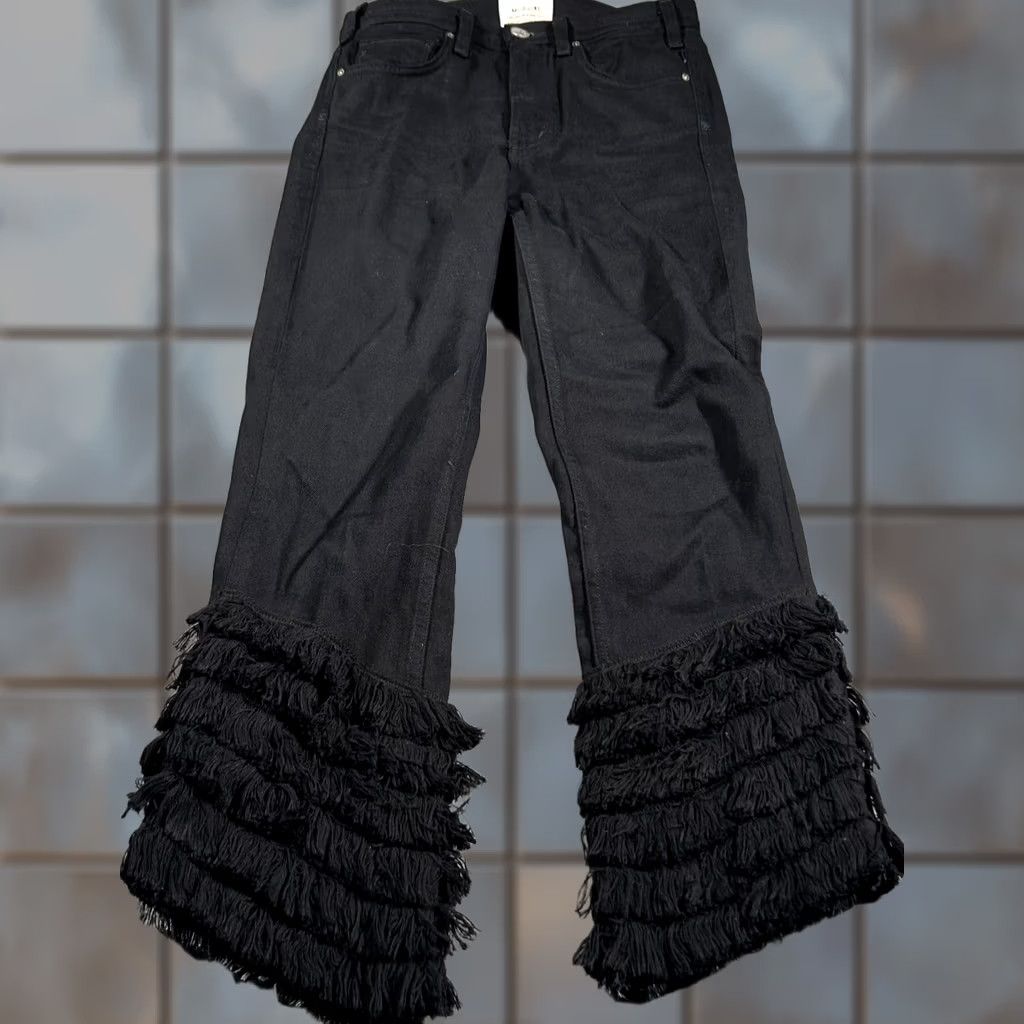 Vintage McGuire Jeans Womens 26x24 Black Cha Cha Fringe Cropped Mid Rise Jeans User: No Size 26" / US 2 / IT 38 - 1 Thumbnail