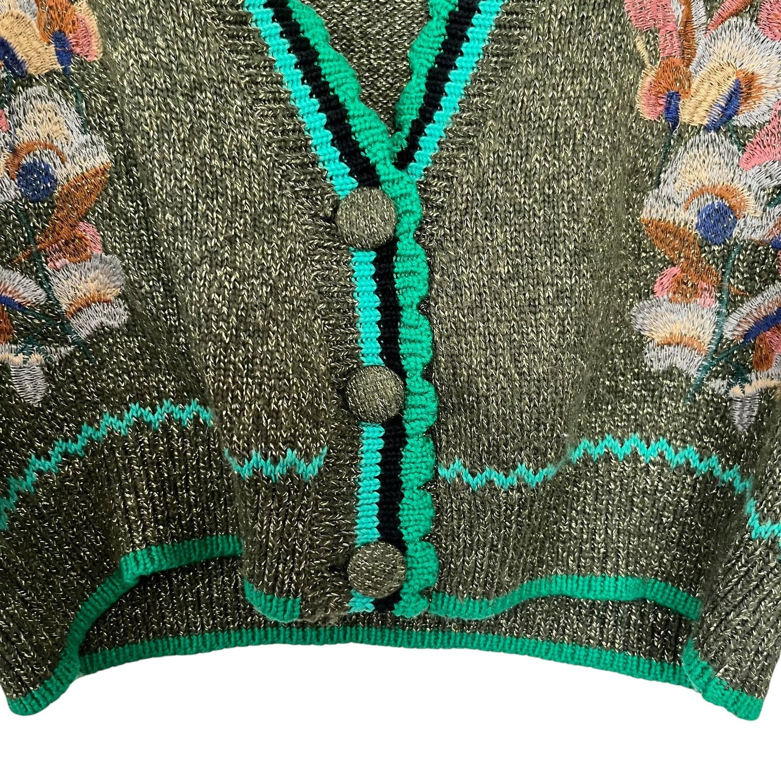 Other Anthropologie Blank London Olive Green Embroidered Cardigan Size XS / US 0-2 / IT 36-38 - 5 Thumbnail