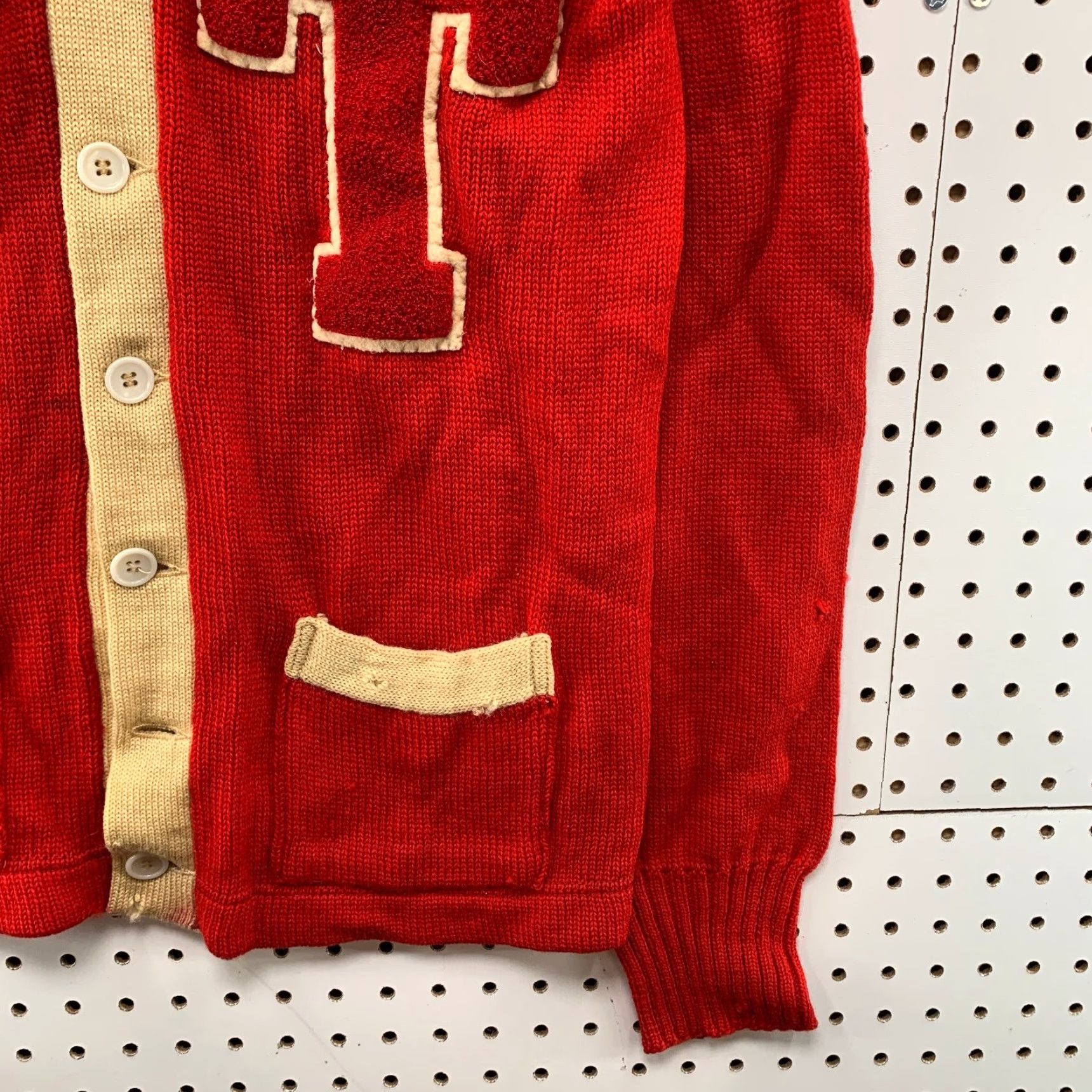 Vintage VINTAGE Wessman Cardigan Wool Letterman Mens M Red 40s Distressed Sweater Size US M / EU 48-50 / 2 - 4 Thumbnail
