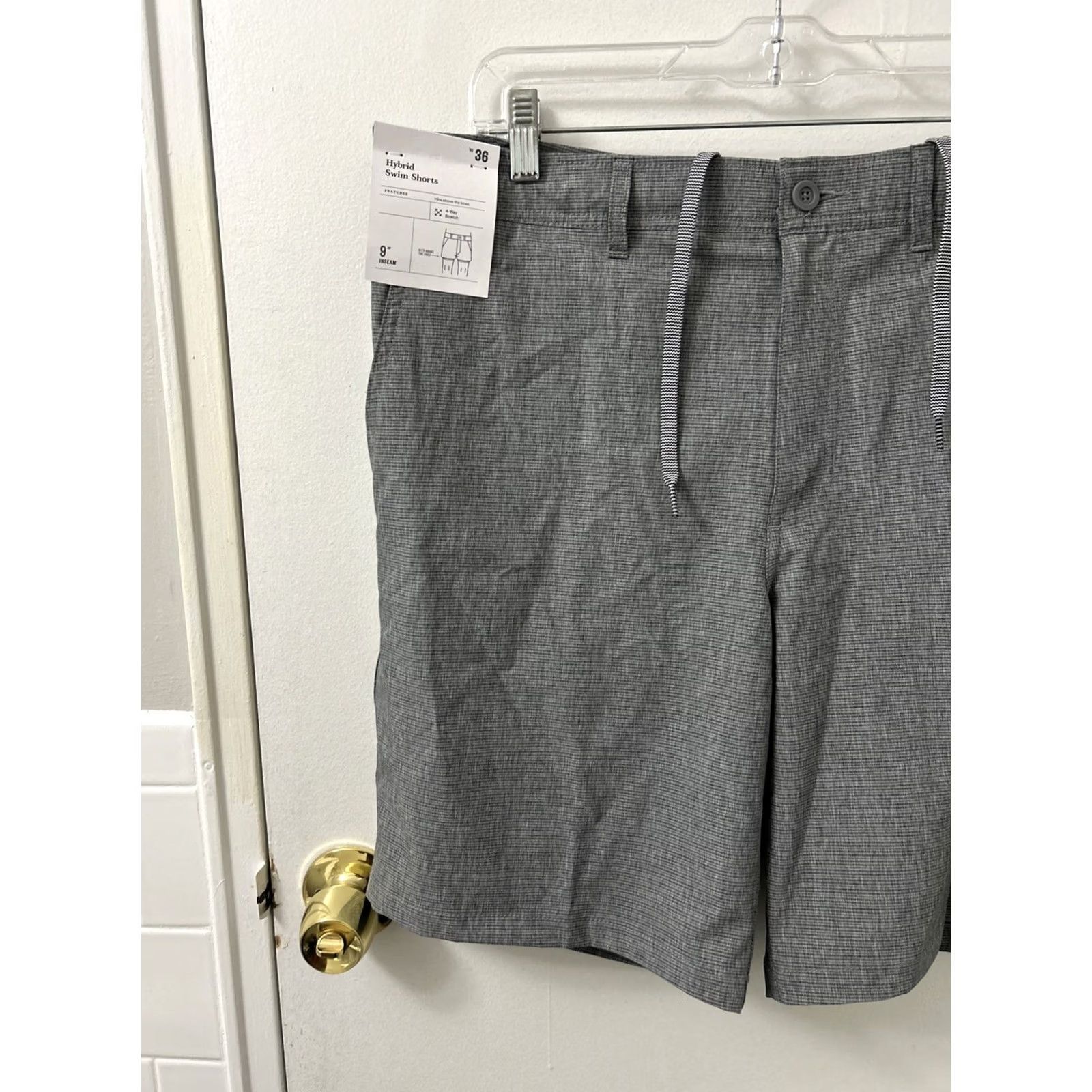 Vintage Goodfellow Shorts Mens 36 Gray Striped Swim Pockets Stretch 9” Inseam Bottom Beach Outdoor Regular Mens Size US 36 / EU 52 - 2 Thumbnail