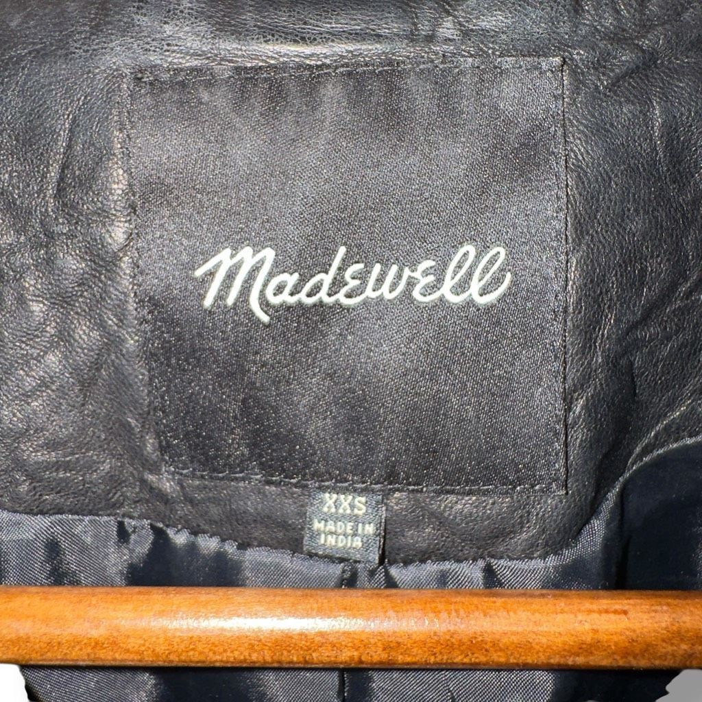 Madewell Madewell Black Lambskin Leather Racer Jacket Women’s Sz XXS Size XXS / US 00 / IT 34 - 2 Thumbnail